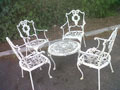 old metal low garden table + 4 chairs